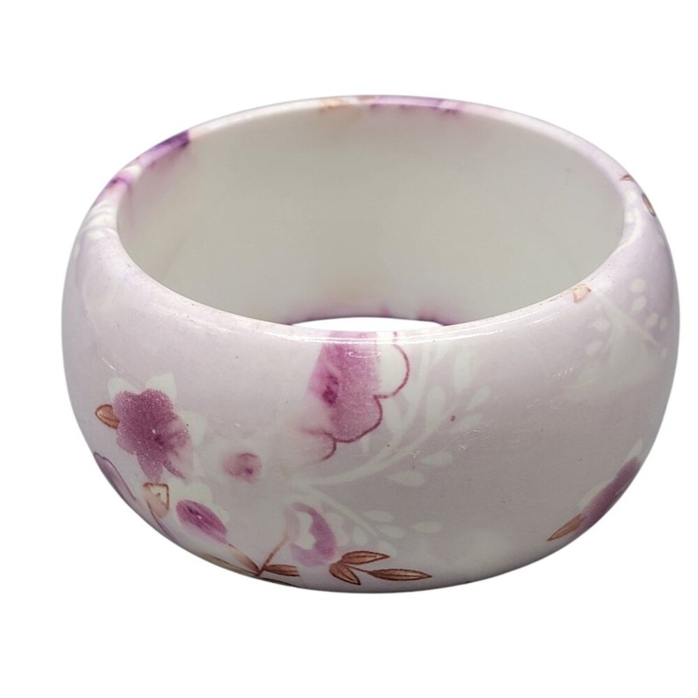Extra Wide Floral Bangle Bracelet Airbrush Design Plastic 8" Purple Pink 8" 39mm